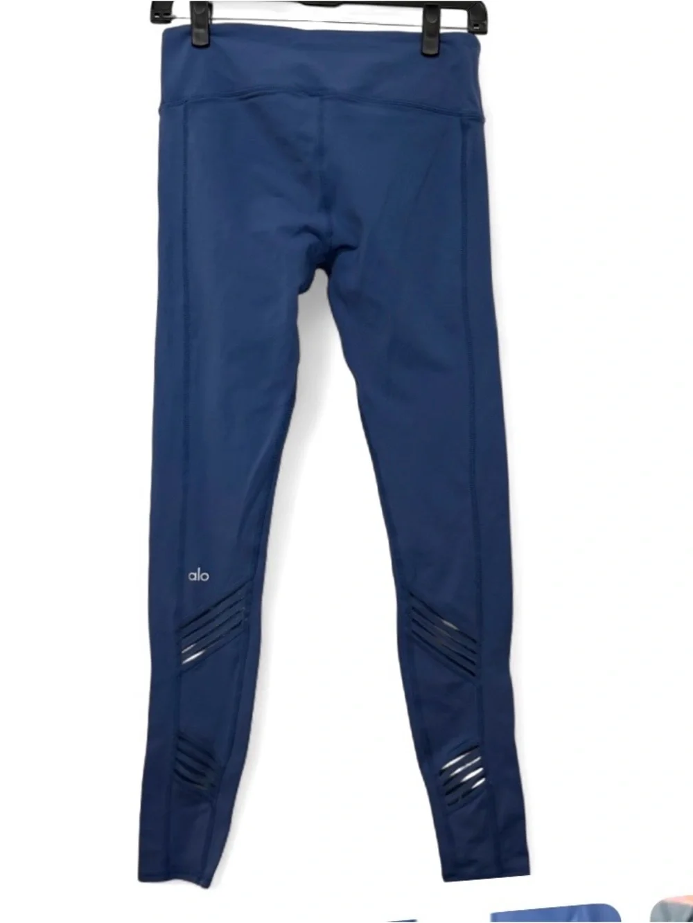 Alo Yoga High-Waist Moto Laser Cut Leggings-Sapphire Blue-Women’s S-Athletic-Gym - Picture 2 of 9